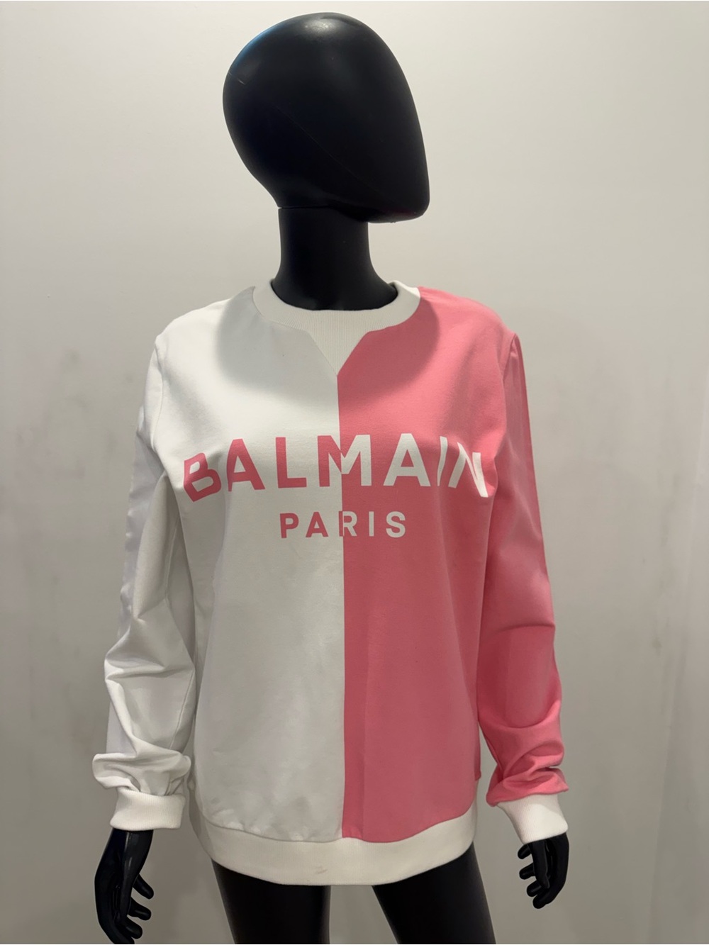 Balmain Paris Barbie Pink Colorblock Logo Sweatshirt XS Rare